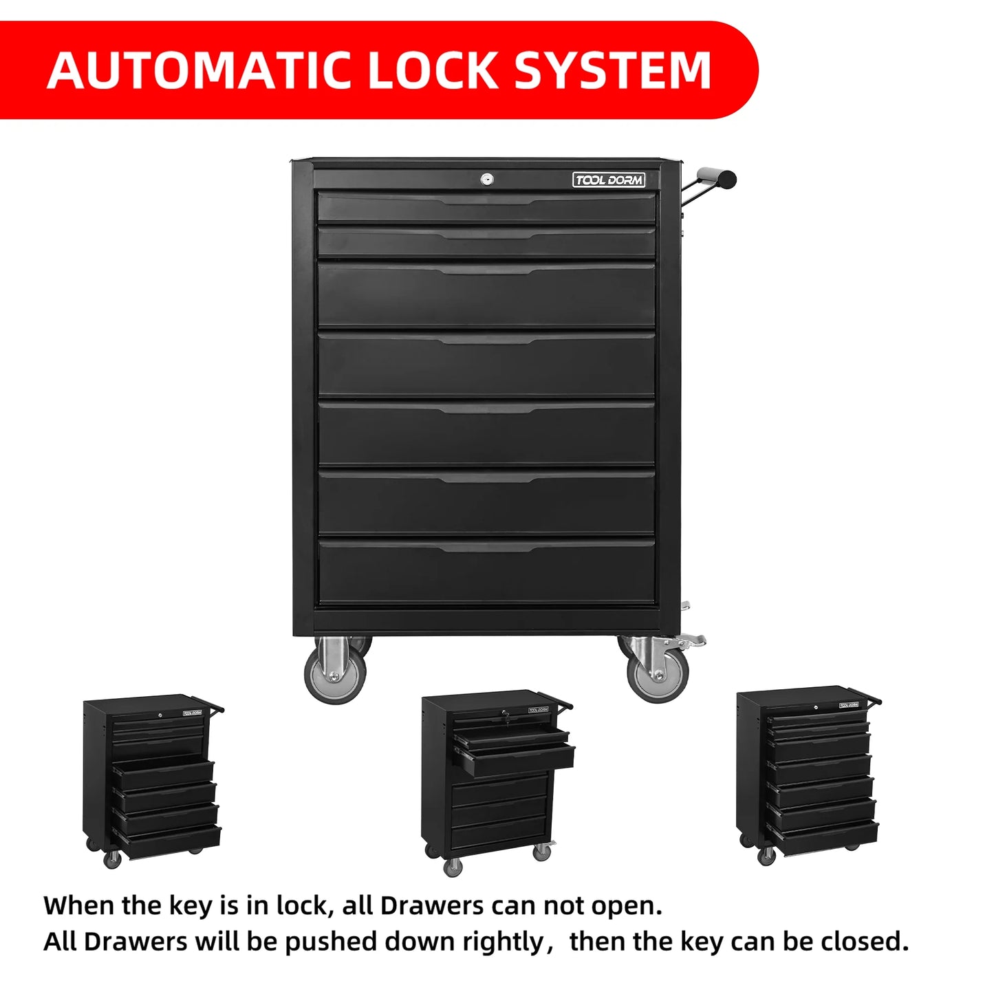 Tool Cabinet Tool Cart 24.2inch with 7 Drawers and Wheels, Metal Rolling Tool Box Locked Drawers Storage Organizer Cabinet for Garage, Warehouse, Repair Shop, Workshop, Brand