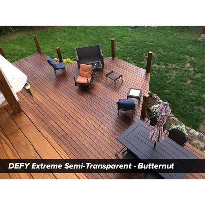 DEFY Extreme Wood Stain and Sealer in One - 5 Gallon Semi-Transparent Waterproof Coating for All Wood Types - Butternut