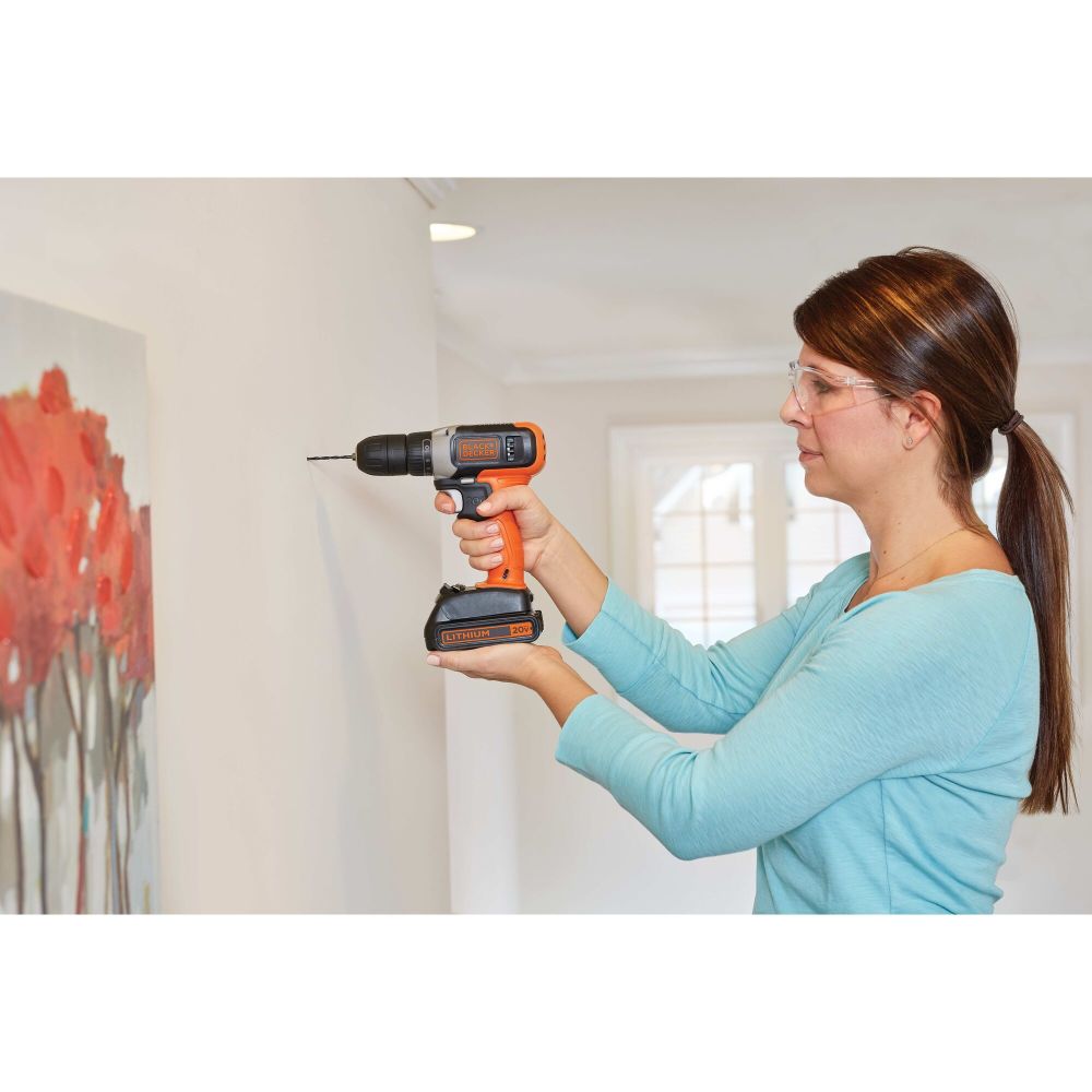 BLACK+DECKER 20V, Battery Hex Chuck Drill Driver, 2Ah, 64 Piece