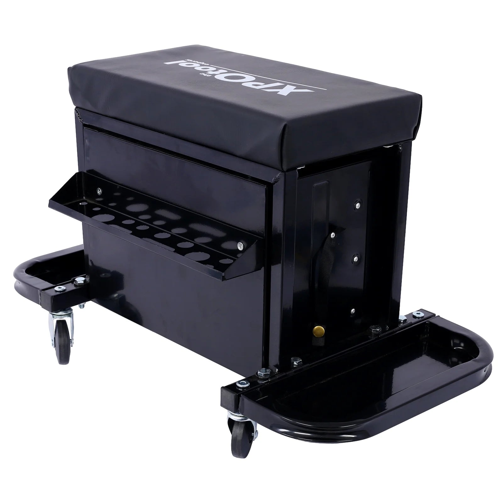 350-Pound Capacity Garage Glider Rolling Tool Chest SeatMechanics Roller Seat with 3 Drawers, Rolling Tool Chest Garage Chair, Toolbox on Wheels Mechanics Seat