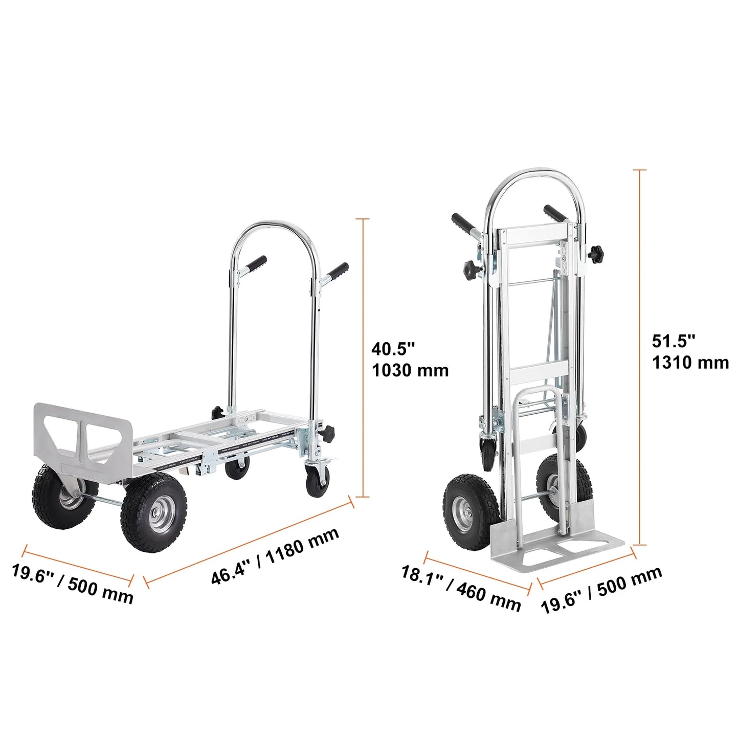 BENTISM Aluminum Hand Truck 4 in 1 Folding Dolly Cart 1000 lbs Capacity Heavy Duty