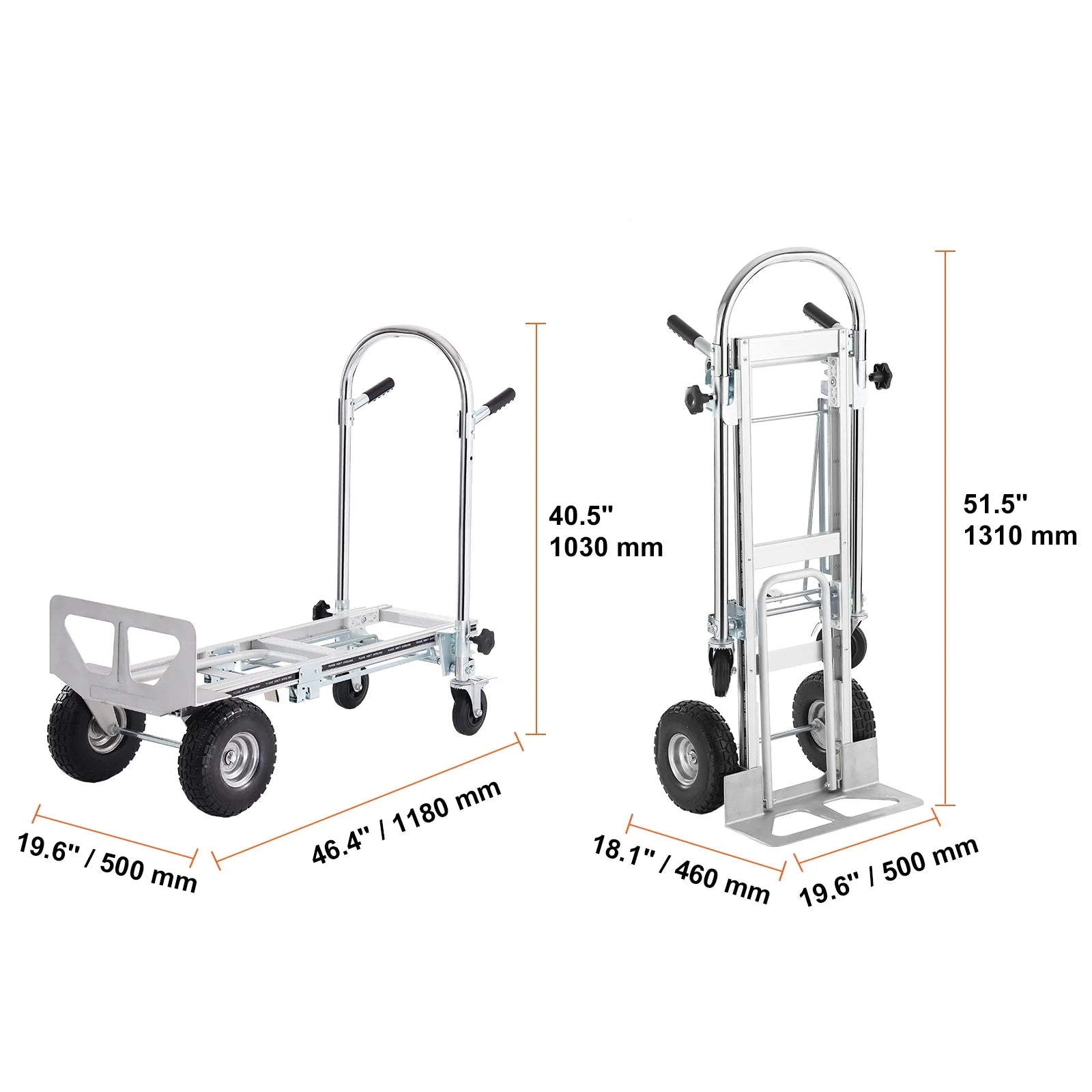 BENTISM Aluminum Hand Truck 4 in 1 Folding Dolly Cart 1000 lbs Capacity Heavy Duty