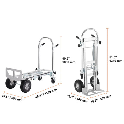BENTISM Aluminum Hand Truck 4 in 1 Folding Dolly Cart 1000 lbs Capacity Heavy Duty