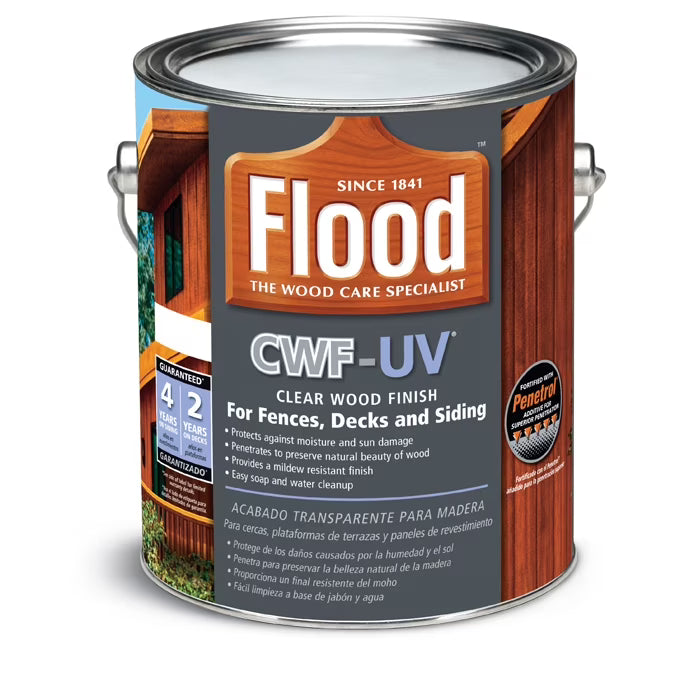 4-Pack of 1 gal Flood FLD520 Cedar CWF-UV Exterior Clear Wood Finish