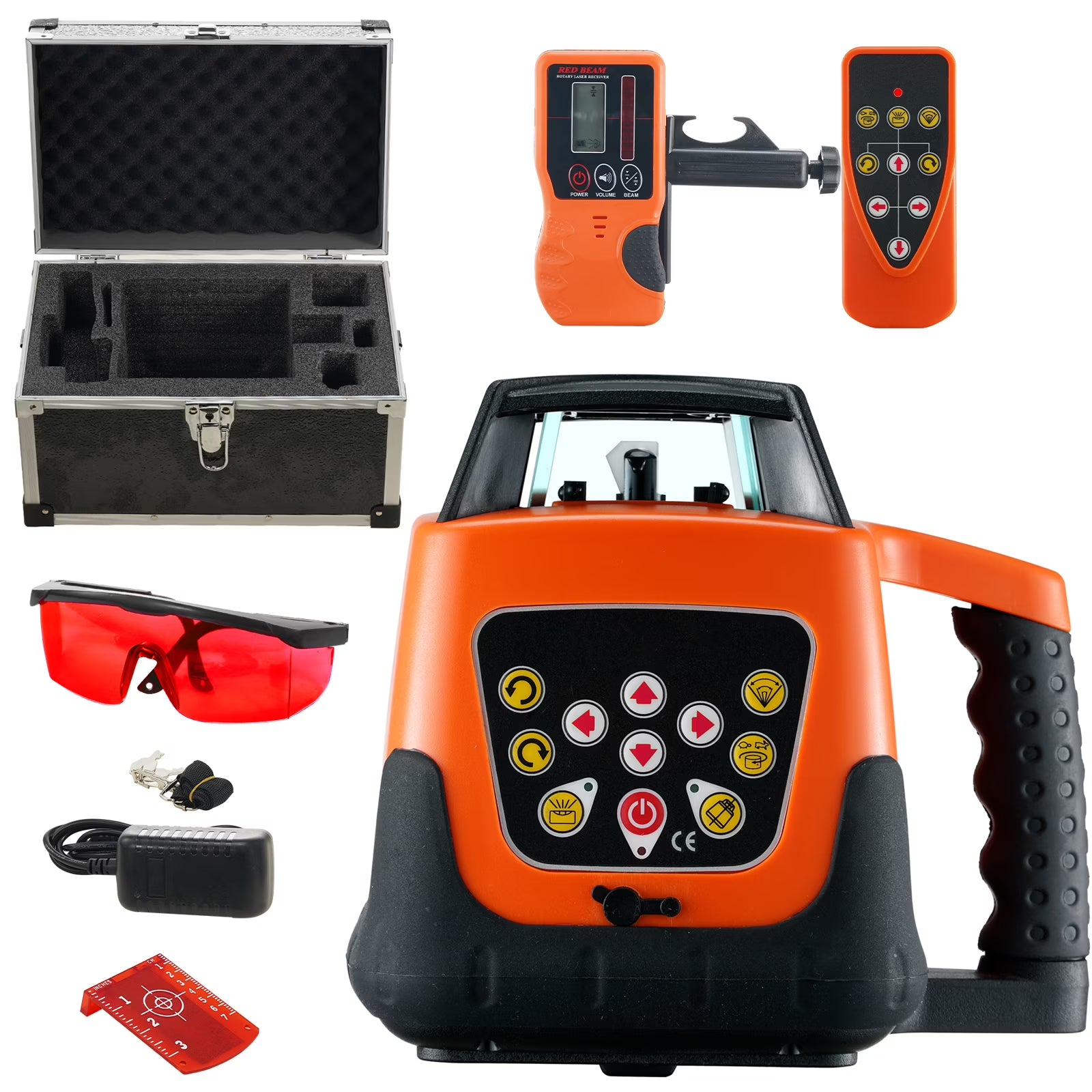 KFFKFF Laser Level, 1650ft Range, 360? Self-Leveling Red Cross Line, Adjustable 5 Speeds & 4 Scan Angles, IP66 Water-Resistant, Remote & Manual Modes, Includes Battery