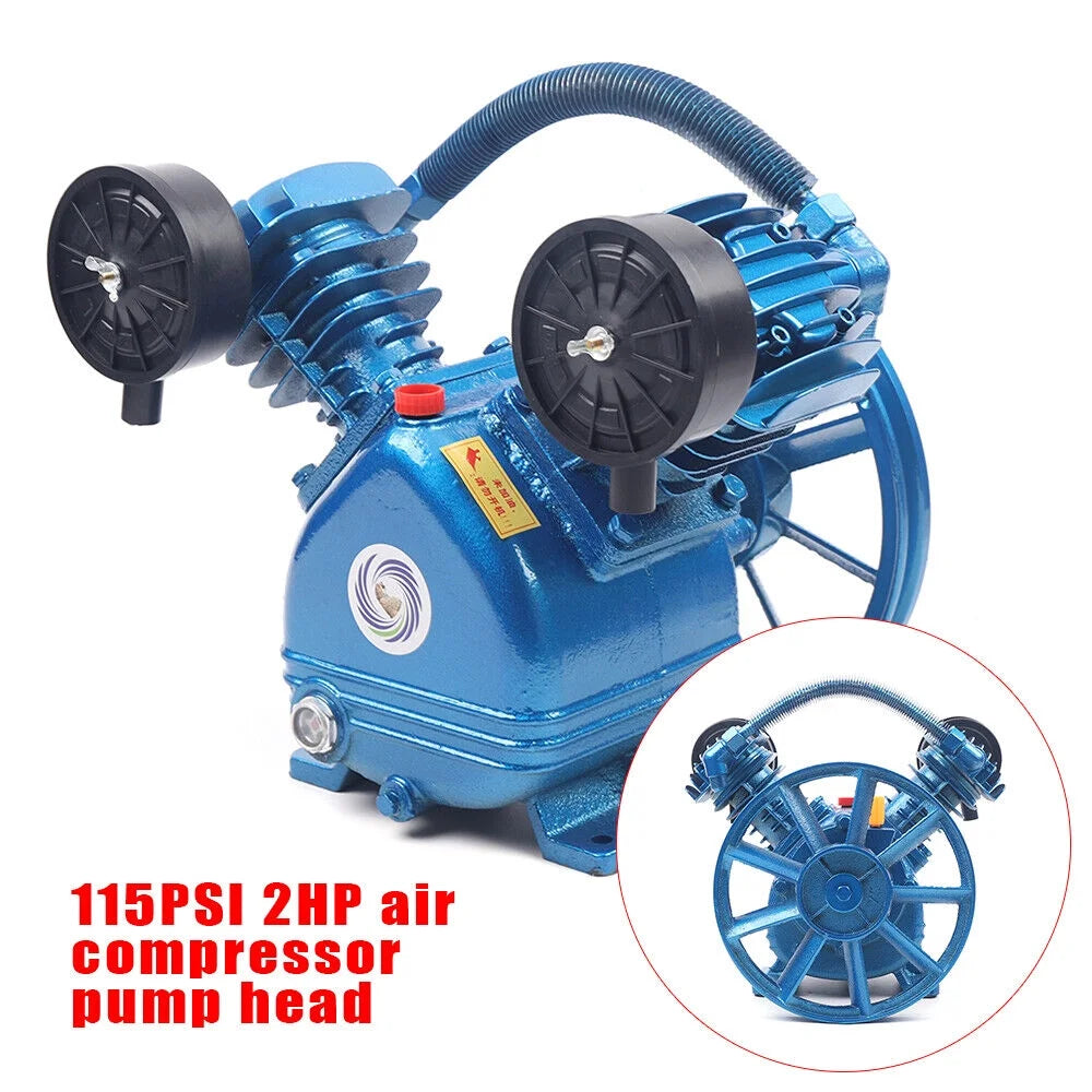 2 Piston Air Compressor Head Pump V Style Twin Cylinder Single Stage 2-HP 115PSI