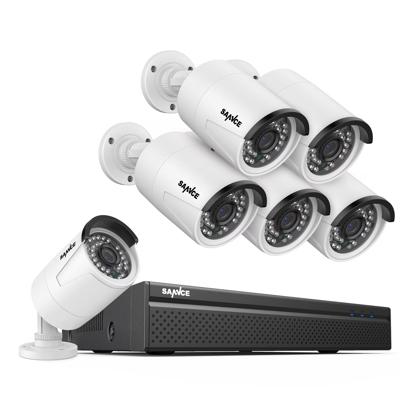 SANNCE 8CH 5MP Poe Home Security Camera System,2MP 8CH Poe NVR, 6pcs 1080P Outdoor Poe Cameras,No Hard Drive