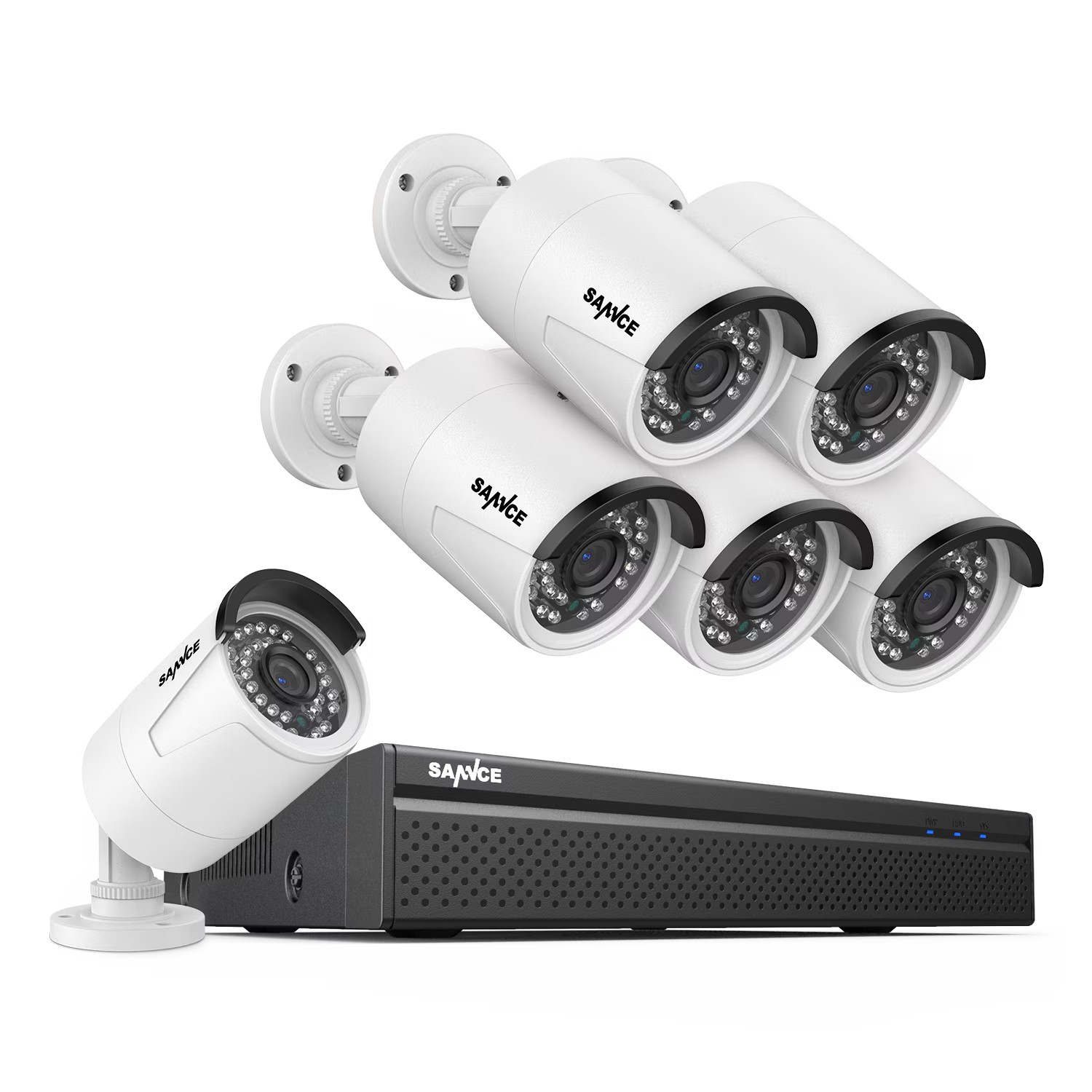SANNCE 8CH 5MP Poe Home Security Camera System,2MP 8CH Poe NVR, 6pcs 1080P Outdoor Poe Cameras,No Hard Drive