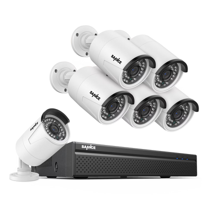 SANNCE 8CH 5MP Poe Home Security Camera System,2MP 8CH Poe NVR, 6pcs 1080P Outdoor Poe Cameras,No Hard Drive