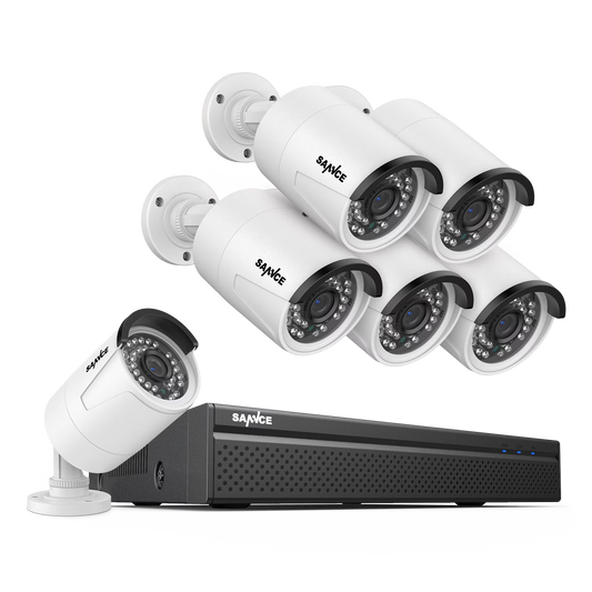 SANNCE 8CH 5MP Poe Home Security Camera System,2MP 8CH Poe NVR, 6pcs 1080P Outdoor Poe Cameras,No Hard Drive