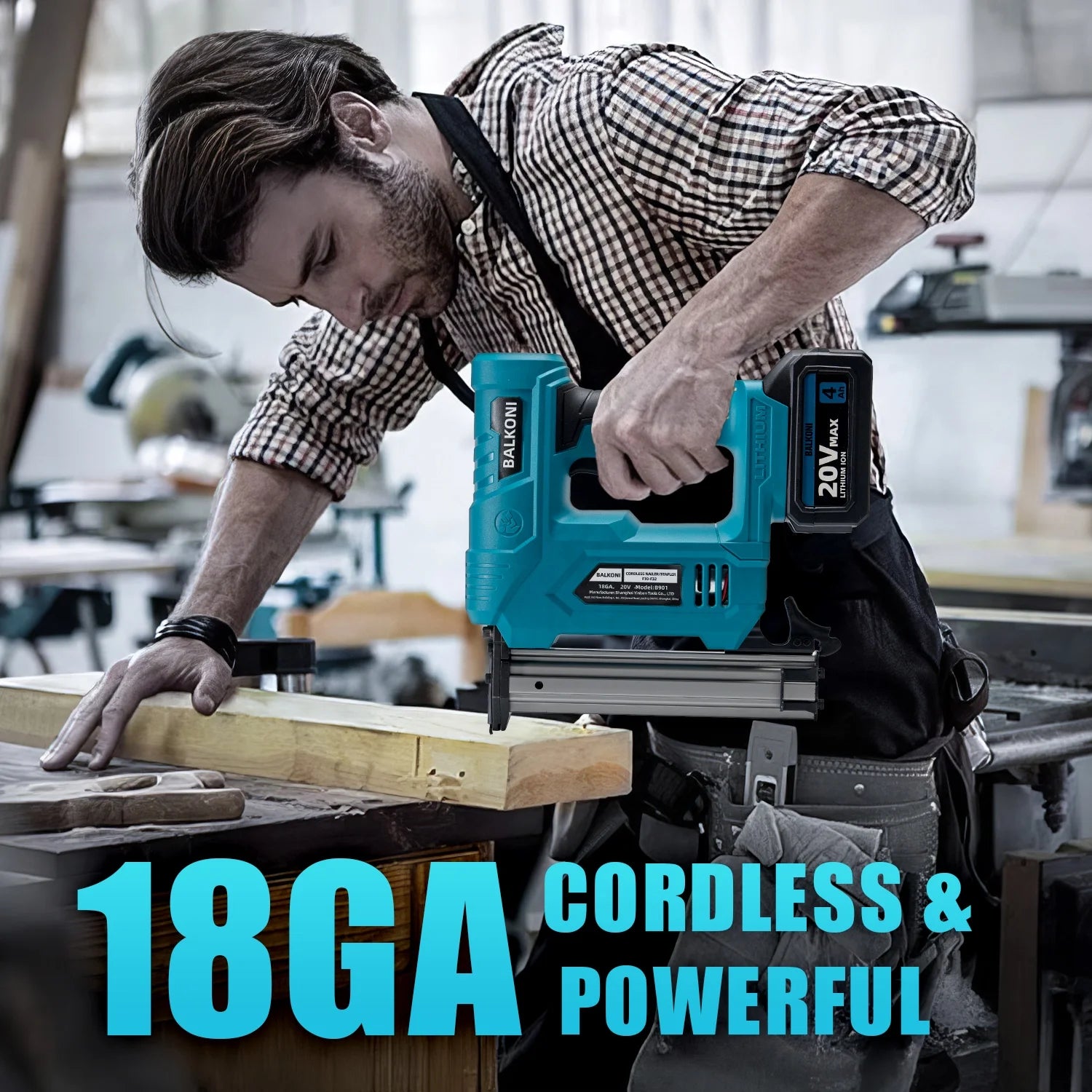 Cordless Electric Nail Gun, 4.0Ah X 2 Battery, F32 MAX, 1000 Piece Nails