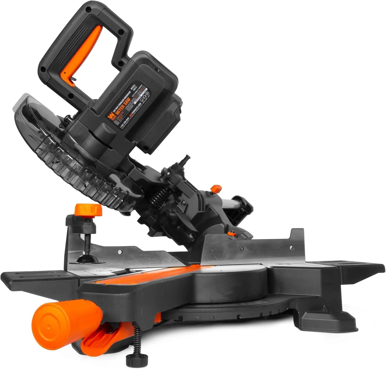 WEN 20V Max Cordless Brushless 7.25-Inch Single Bevel Sliding Compound Miter Saw with LED Cutline, 4Ah Battery and Charger (20672)