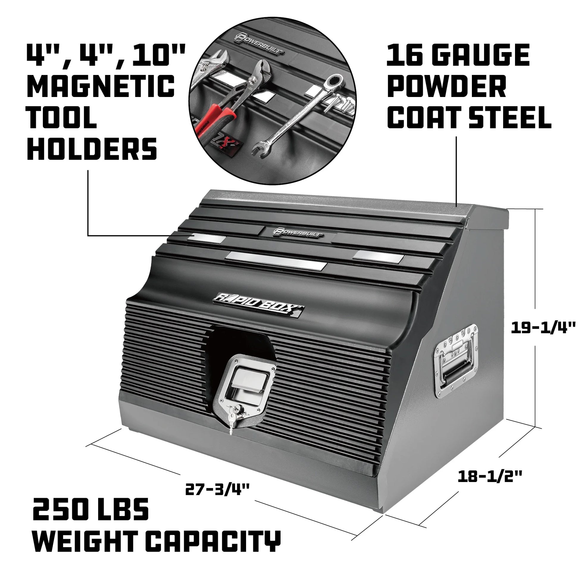 Powerbuilt 26 Inch Rapid Box Portable Slant Front Tool Box - Gray - 240111
