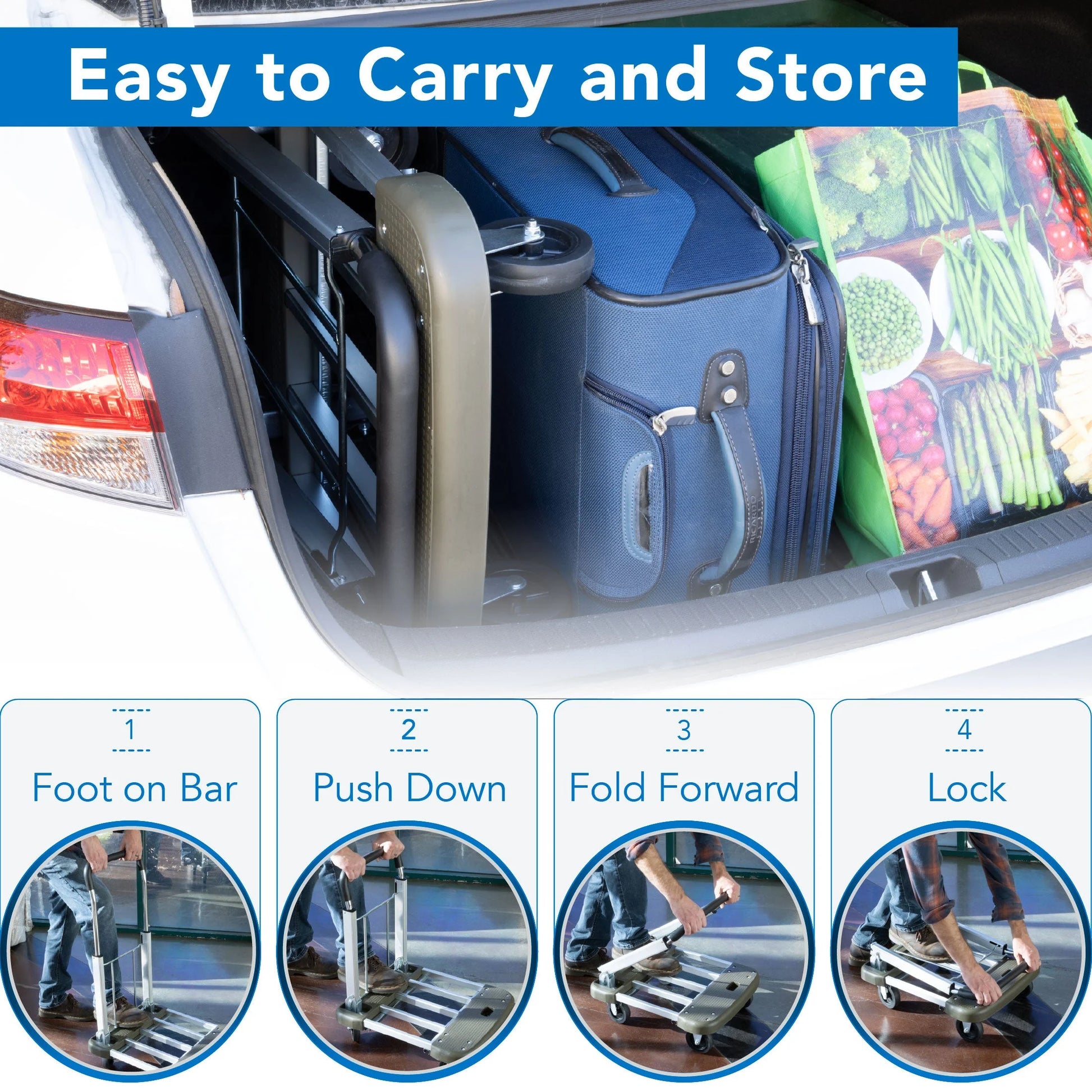 Mount-It! Folding Platform Hand Truck with Expandable Base | 330LBS Capacity