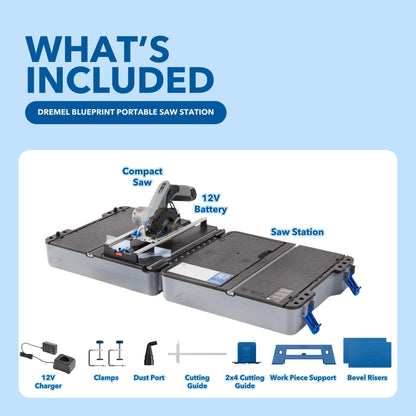 Dremel Blueprint Portable Saw Station with 12V Compact Circular Saw and Multi-Purpose Cutting Case (CS12V-S1C)