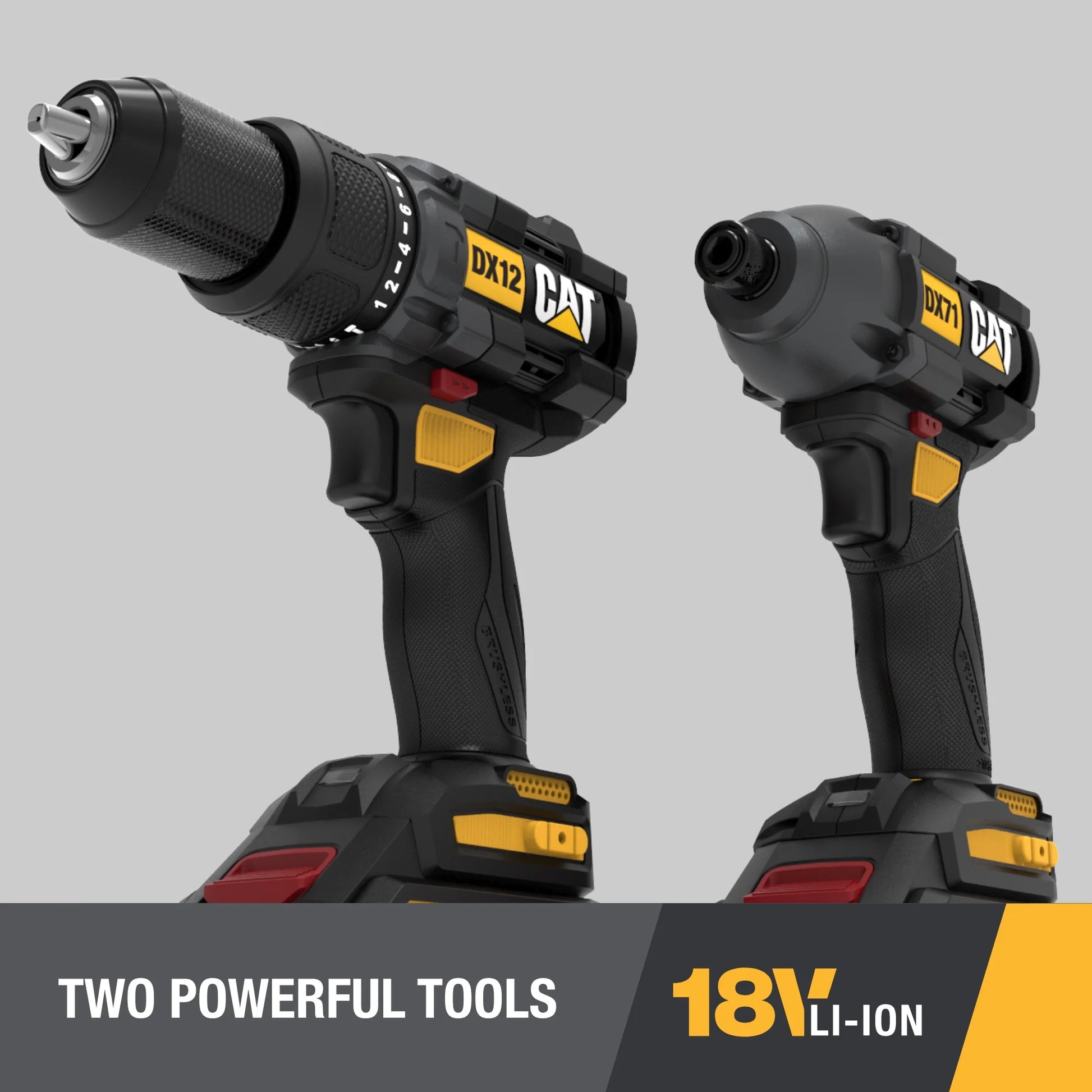 Caterpillar Cat DX12K 18V Cordless Hammer Drill & Impact Driver Combo Kit with 2 Batteries