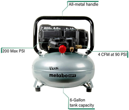 Metabo HPT EC914S THE TANK 200 PSI Pancake Air Compressor 6 gal