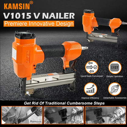 KAMSIN V1015 30 Gauge Pneumatic Framing Nail Gun, Picture Frame V Nailer 5/16'' to 19/32'', 1 Piece