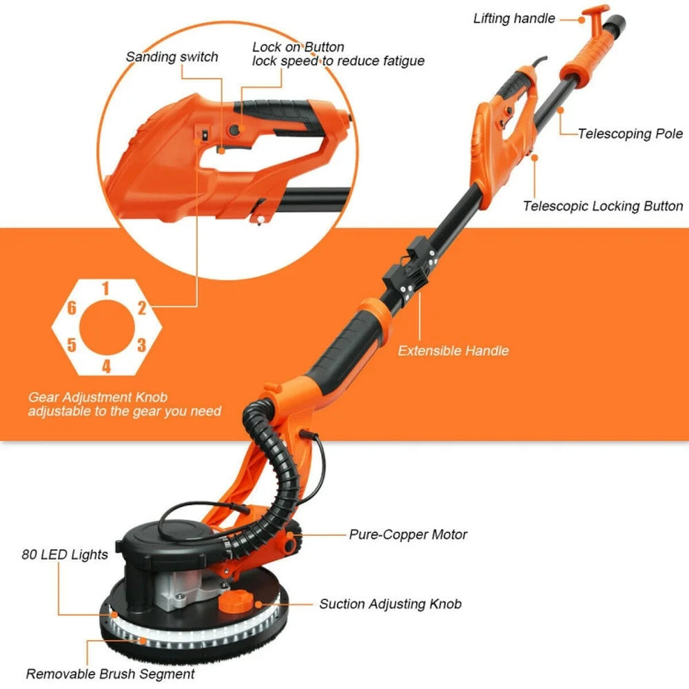 GVN Electric Foldable Drywall Sander 750W Variable Speed