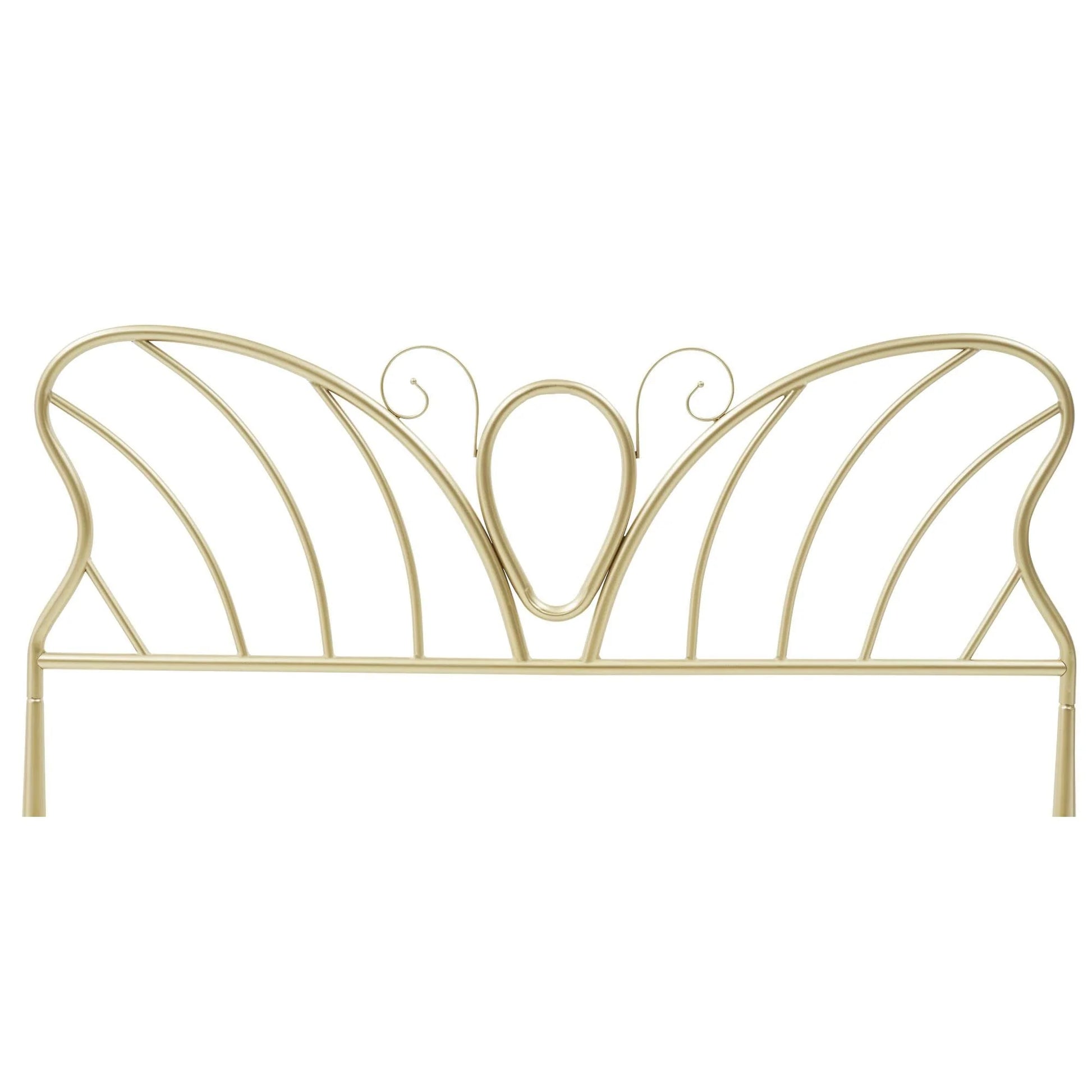 Gold Platform Queen Size Bed Frame with Headboard and Footboard, 12.6 Inches Metal Mattressfor Storage, No Box Spring Needed, Easy Assembly, Modern Design (Butterfly)