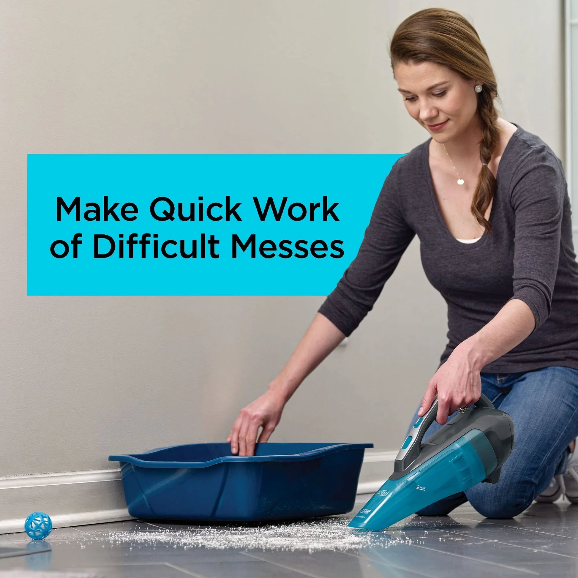 BLACK+DECKER dustbuster AdvancedClean Cordless Wet/Dry Handheld Vacuum, Titanium HLWVA325J21