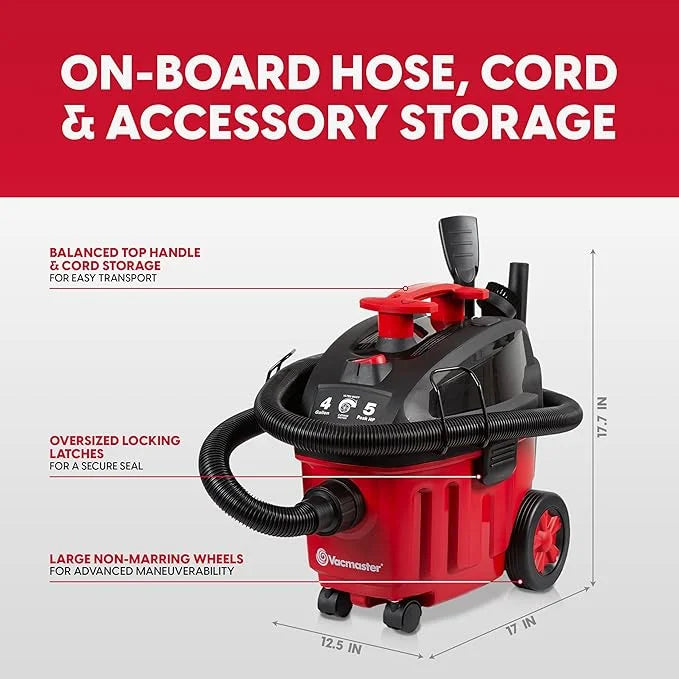 Vacmaster 4-Gallon 5 Peak HP Household Wet/Dry Vacuum - VF408B 1101