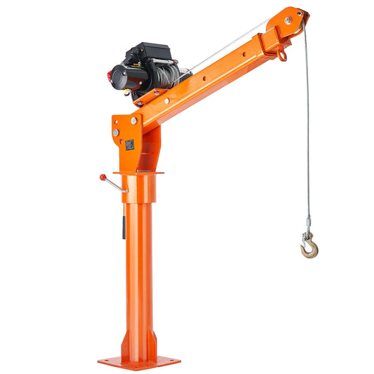 KFFKFF Power-Operated Truck Crane, 2200 lbs, Collapsible Truck-Bed Mounted Crane with 6000 lbs Electric Winch, Steel-Made Truck Jib Crane Hoist with 360° Rotation