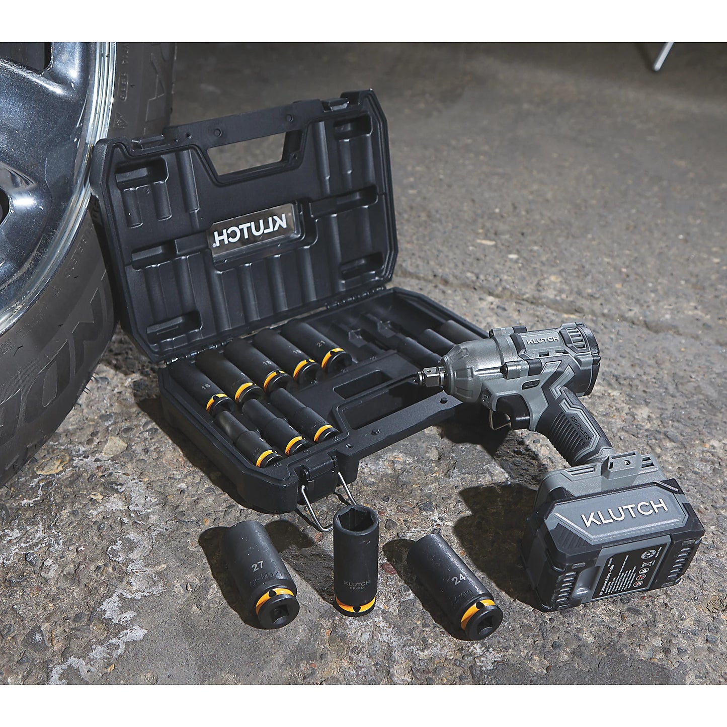 Klutch 1/2in. Impact Wrench, KLiQ 20V, 500 Ft./Lbs. Breakaway Torque, Brushless, Cordless, Bare Tool