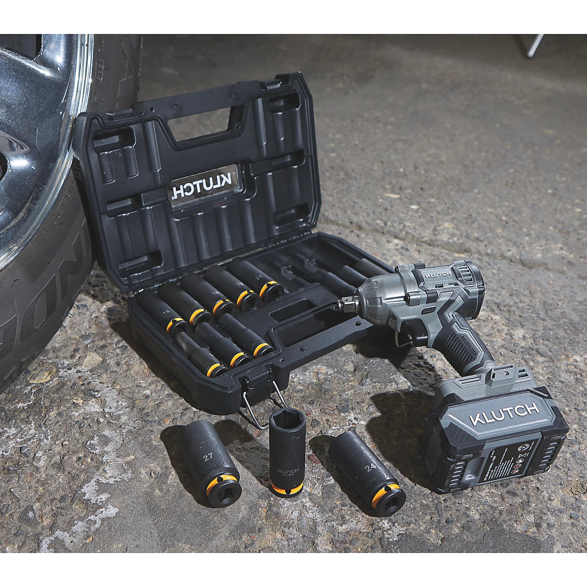 Klutch 1/2in. Impact Wrench, KLiQ 20V, 500 Ft./Lbs. Breakaway Torque, Brushless, Cordless, Bare Tool