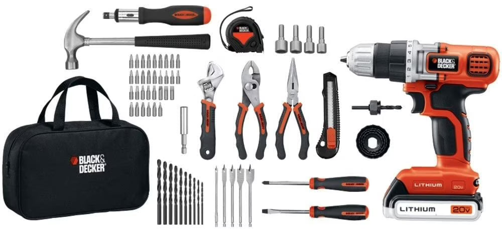 BLACK+DECKER 20V Drill Project Power Tool Set, 68 Pack
