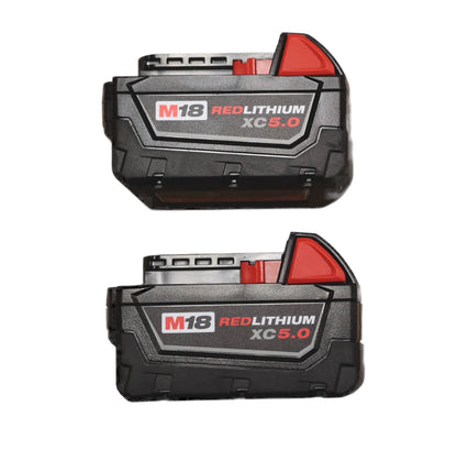 Milwaukee 48-11-1852 M18 REDLITHIUM XC 5.0Ah Extended Capacity 18V Battery Pack - 2-Pack for Cordless Power Tools