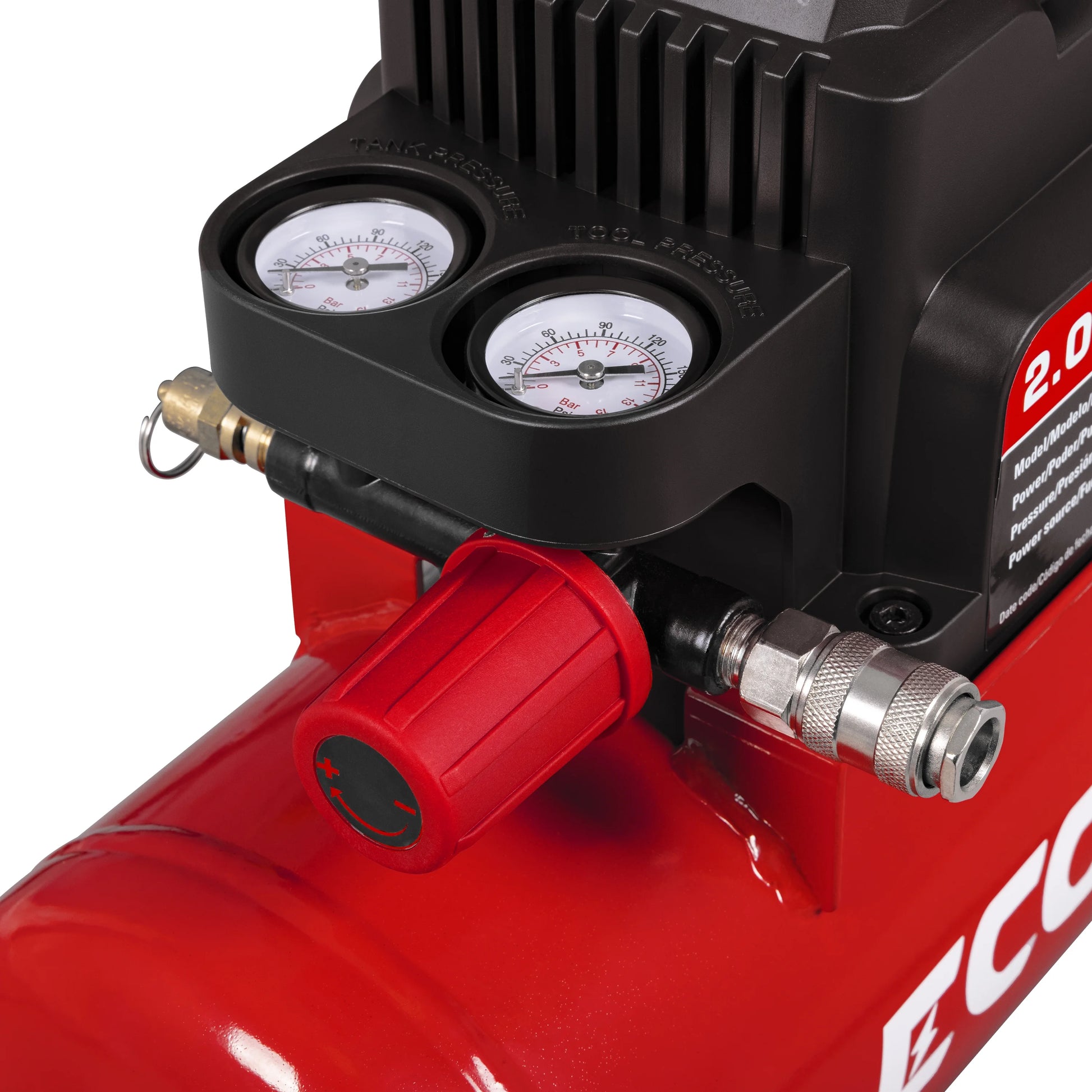 Ecomax 2 Gallon Portable Air Compressor, with Air Hose and Nozzles, 125 PSI 1/3 HP Oil-Free Electric for Home Garage & Shop