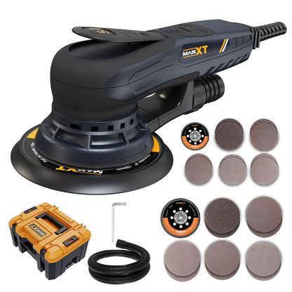 Electric 5mm Random Orbital Sander with Tool Case, Variable Speed Palm Sander with Brushless Motor, 5&6Inch Sanding Pads, Sanders for Woodworking, Primary Wood and Panel Processing