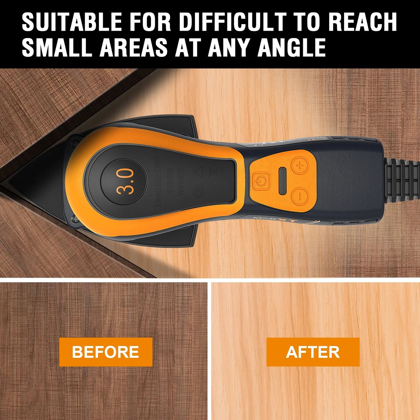 MAXXT Mouse Sander, 350W Sander Tool with Advanced Dust Collection System, Low Vibration Detail Sander for Efficient Woodworking, Tight Spaces Sanding, and Polishing