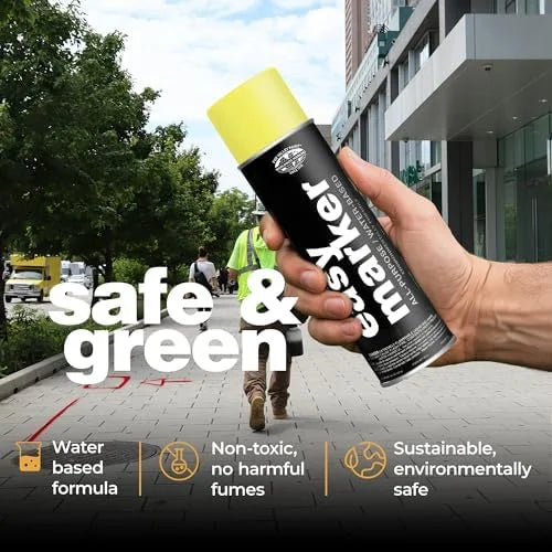 Fox Valley Easy Marker Inverted Marking Spray Paint, Yellow Fluorescent - 18 oz (Pack of 12), Upside Down Marking Paint for Grass & Tree Marking, Parking Lot, Quick Drying & Durable