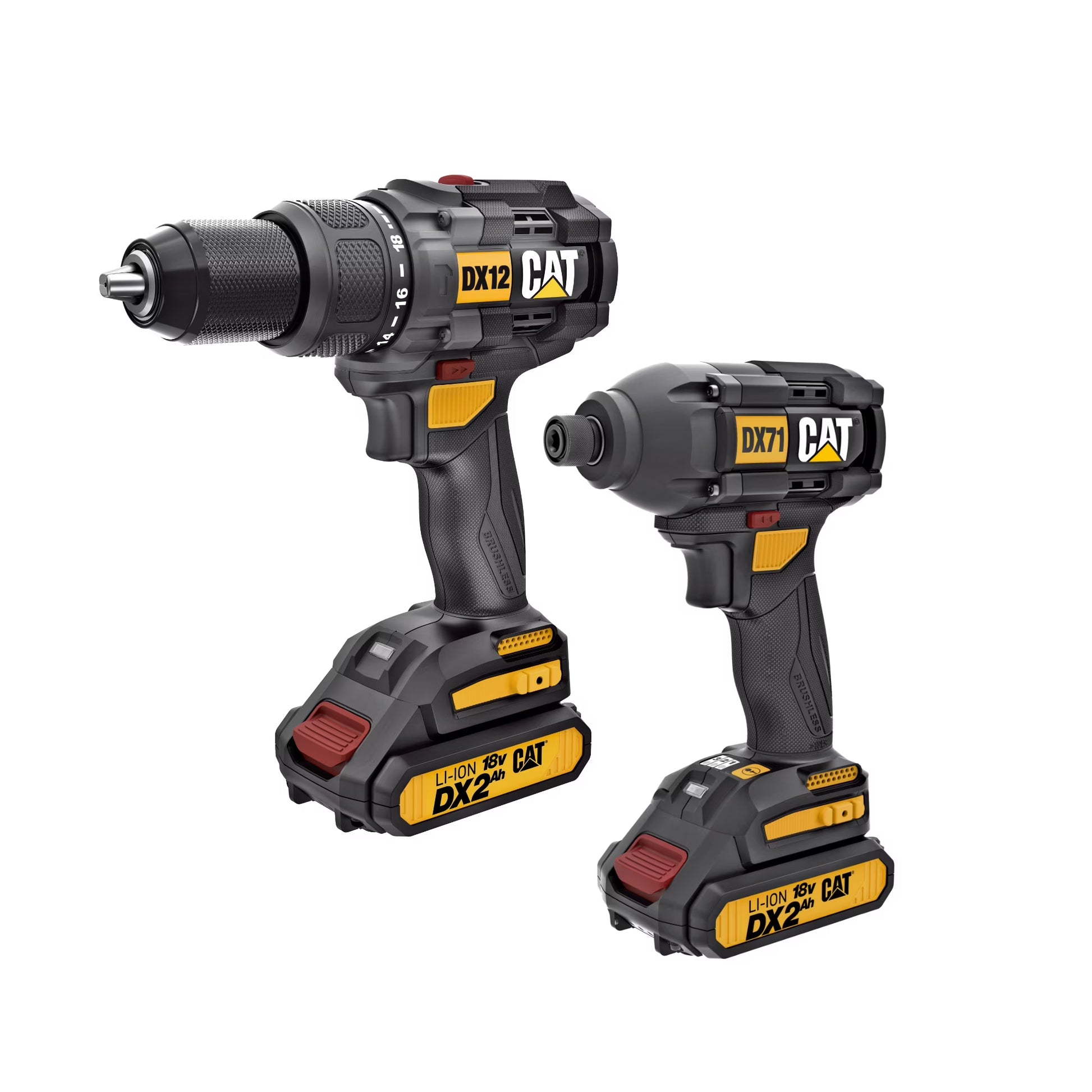 Caterpillar Cat DX12K 18V Cordless Hammer Drill & Impact Driver Combo Kit with 2 Batteries
