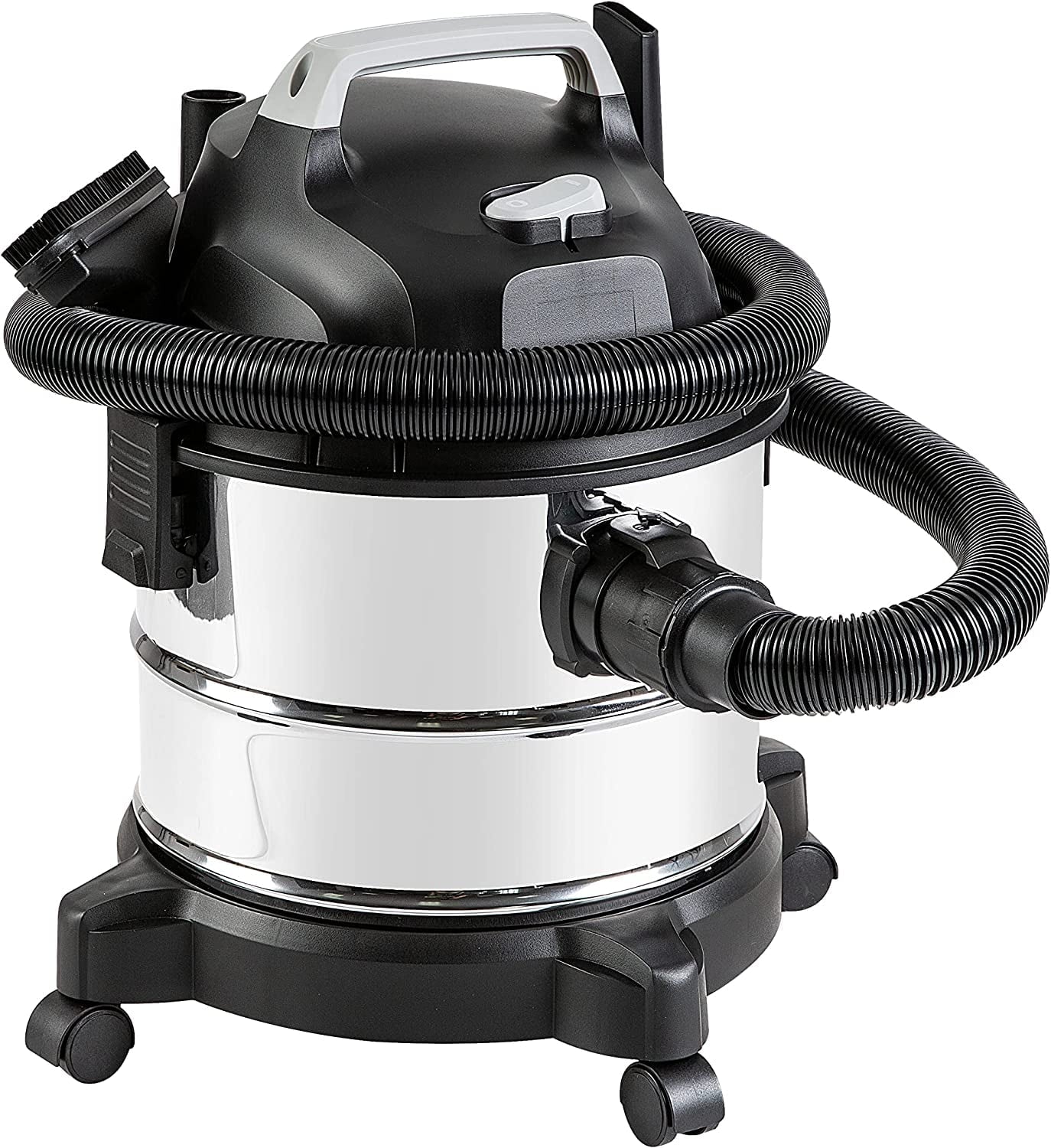 Basics Wet Dry Vacuum Cleaner, 4 Gallon Shop Vac with 3HP Motor, Stainless Steel Tank, Durable Multi-Surface Cleaner, Grey/Black