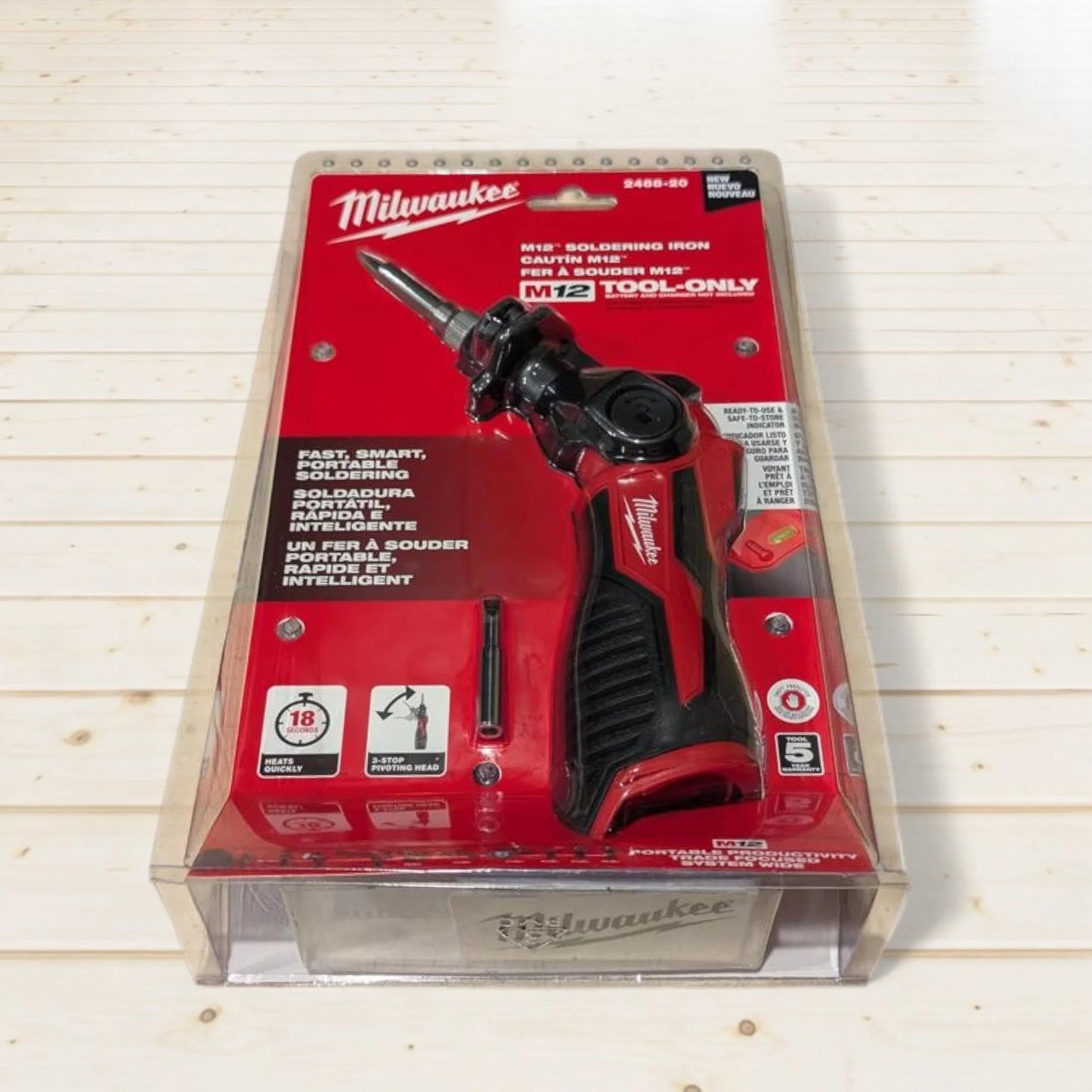 Milwaukee 2488-20 M12 Cordless Soldering Iron - Heats in 18 Seconds, Pivoting Head, REDLINK Indicator (Bare Tool)