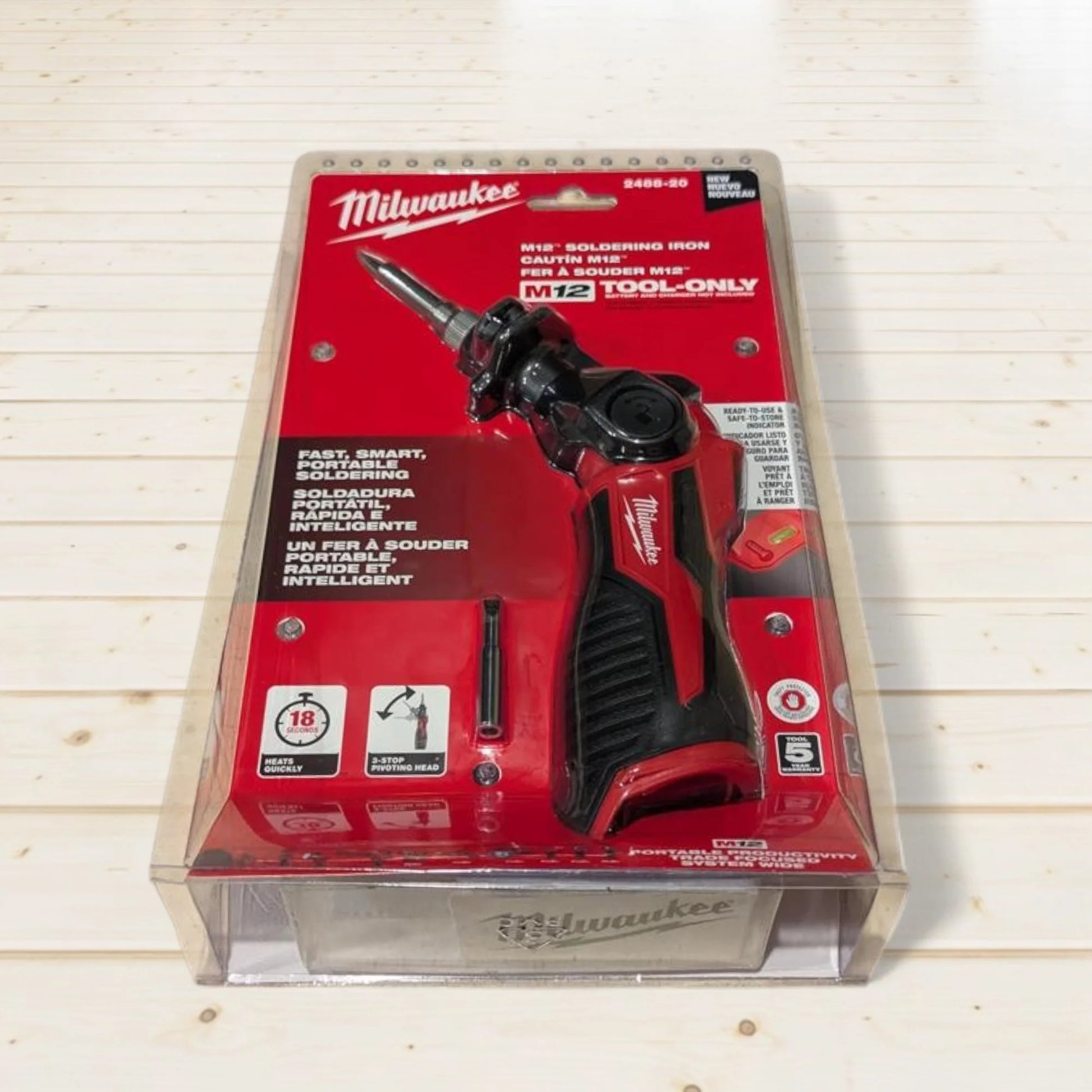 Milwaukee 2488-20 M12 Cordless Soldering Iron - Heats in 18 Seconds, Pivoting Head, REDLINK Indicator (Bare Tool)