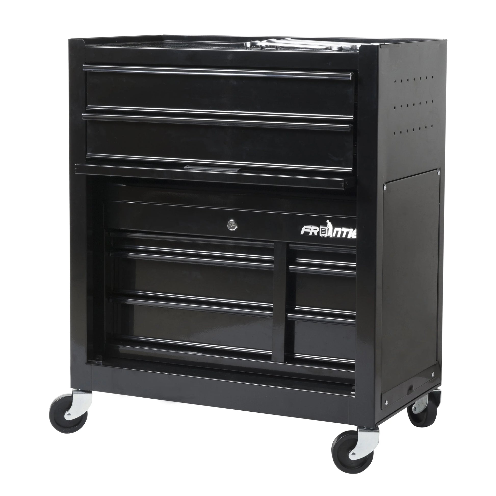 Frontier 24-inch 5-Drawer Rolling Tool Chest and Cabinet Combo, Steel, Black