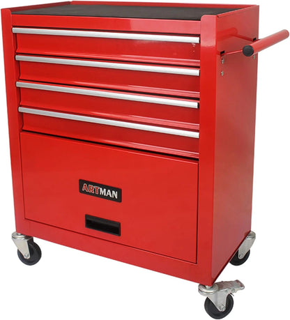 Noaman 4-Drawer Rolling Tool Cart w/Lockable Interlock System - Steel Mechanic Tool Chest for Garage & Workshop