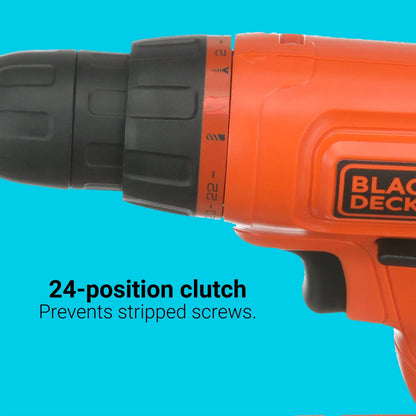 BLACK+DECKER 20V Cordless Drill, 1.5 Amps, 100 Piece Set, Battery and Charger Included
