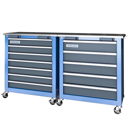 LARBANKE Combination Tool Cabinet,7 Drawer Tool Chest and 5 Drawer Tool Chest for Connected Use,Rolling Tool Chest with 360? Brake Wheels and Padded Feet