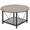 DWVO Round Coffee Table, 31.5" Industrial Design Furniture Sturdy Metal Frame Legs Table, Cocktail Table with Storage Open Shelf for Living Room, Gray