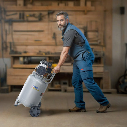 13 Gallon Air Compressor, 66dB Ultra-Quiet Compressor for Tire Inflation, Auto Repair, 2HP 4.6 SCFM@90PSI Oil Free Air Compressor Tank, Woodwork Nailing, Spray Painting (125PSI Max Pressure)