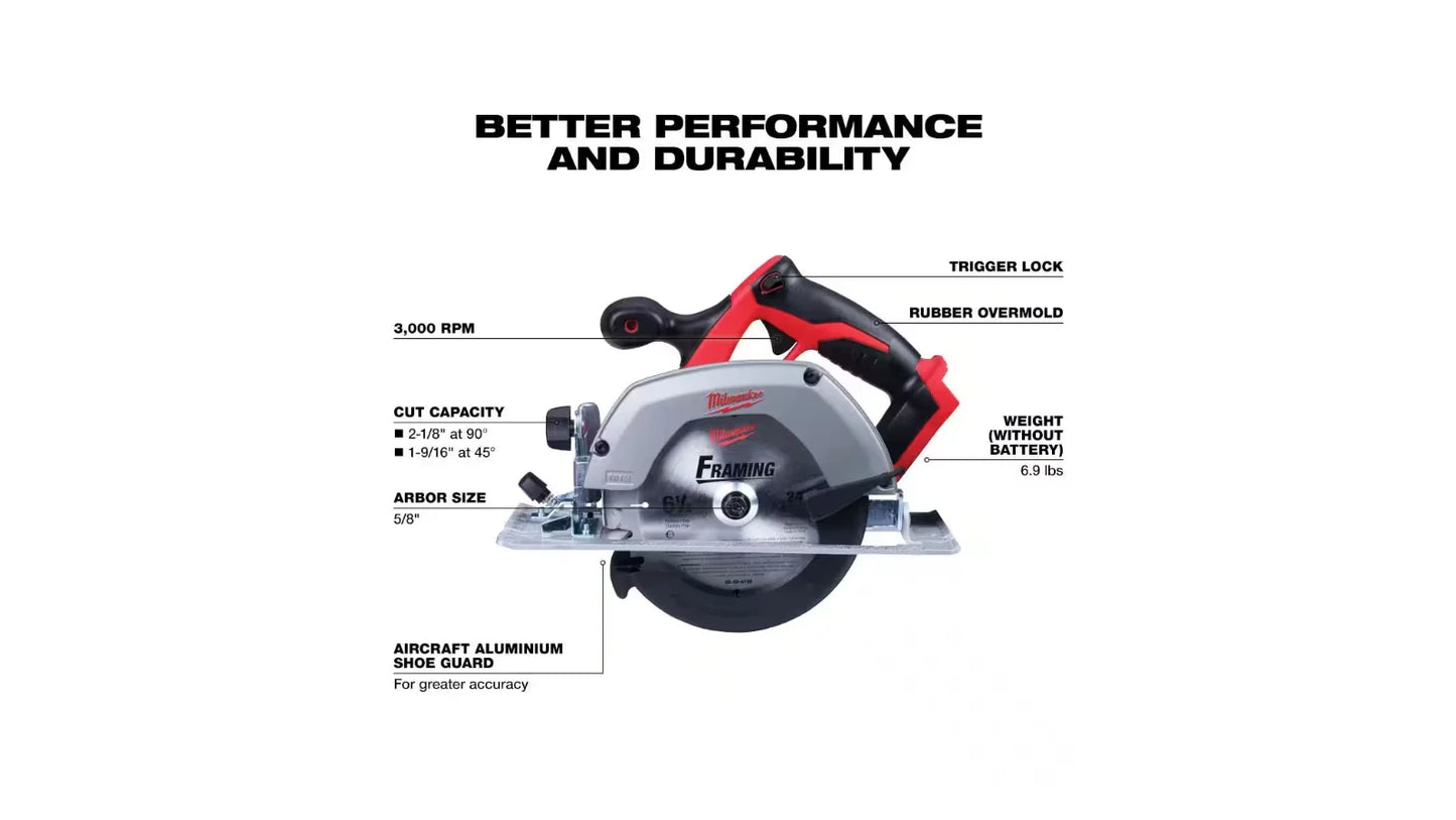 Open Box Milwaukee 2695-27SH M18 18-Volt Lithium-Ion Cordless Combo Kit 7-Tool with 2-Batteries, Charger and Tool Bag