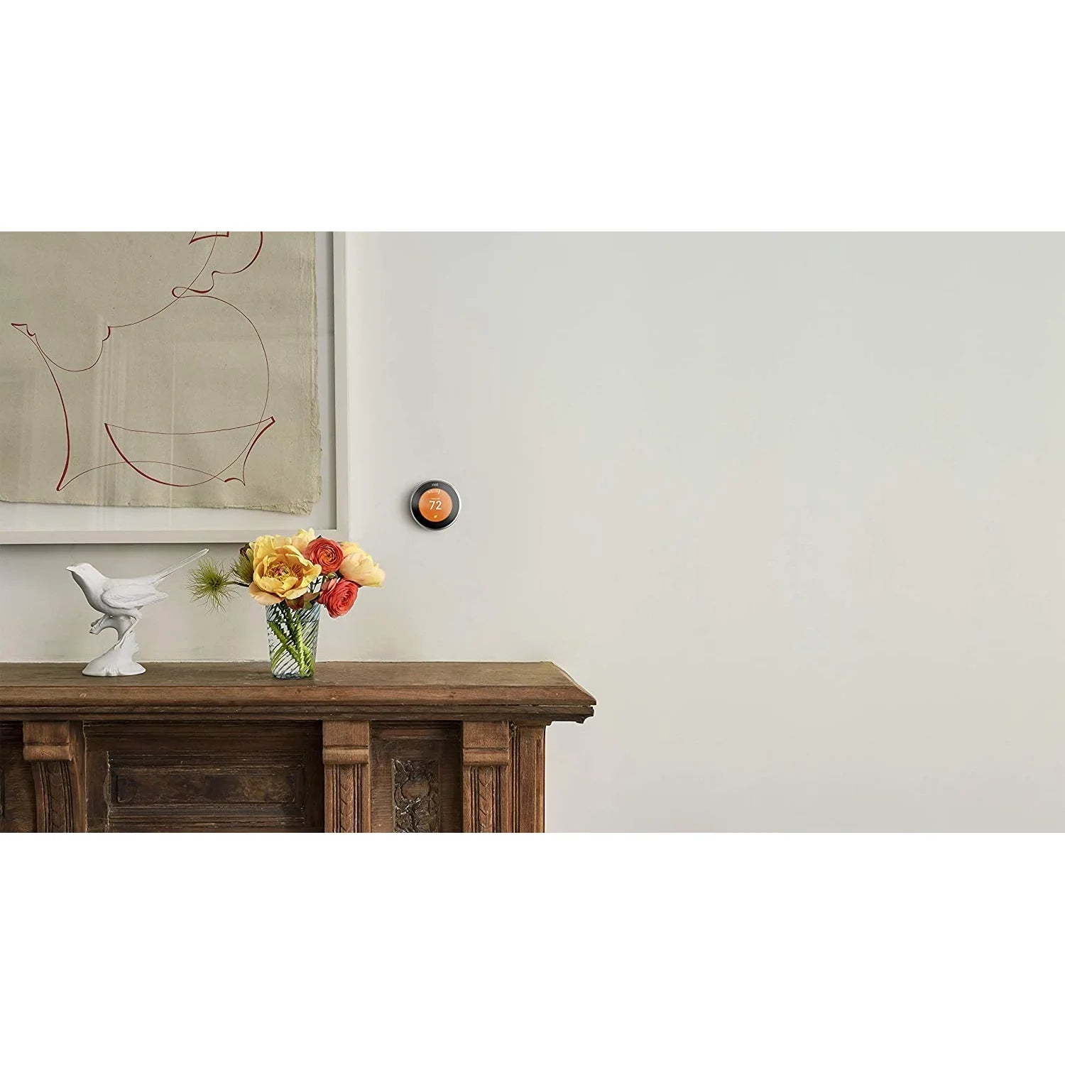 Google Nest Learning Smart Thermostat - 3rd Generation - Stainless Steel T3007ES Bundle with Deco Essentials Wall Mount Plate Cover Kit for Google Nest Thermostat