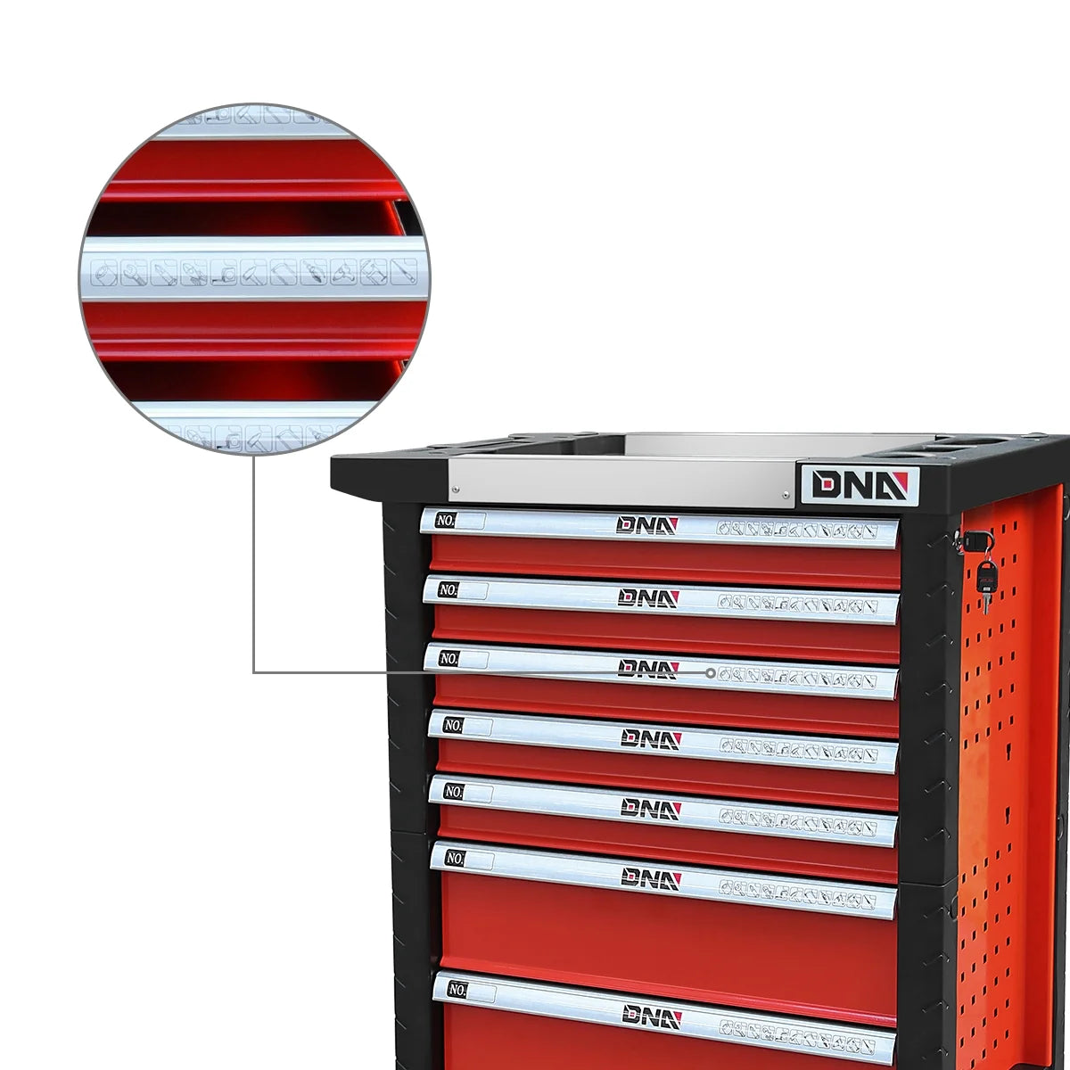 DNA Motoring 30" x 39 "x 18" 7-Drawer Large Utility Trolley Heavy Duty Rolling Lockable Slide Tool Cart Cabinet