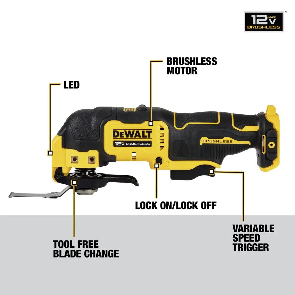 DEWALT XTREME 12V MAX Brushless Cordless Oscillating Tool with Blades and Adaptor, Bare Tool Only (DCS353B) C21