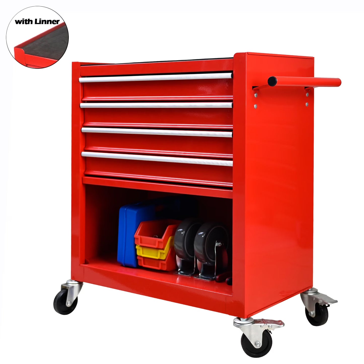 Seizeen Rolling Tool Chest on Wheels, Metal Tool Cart Toolbox Storage Cabinet Organizer W/7 Drawers, Red